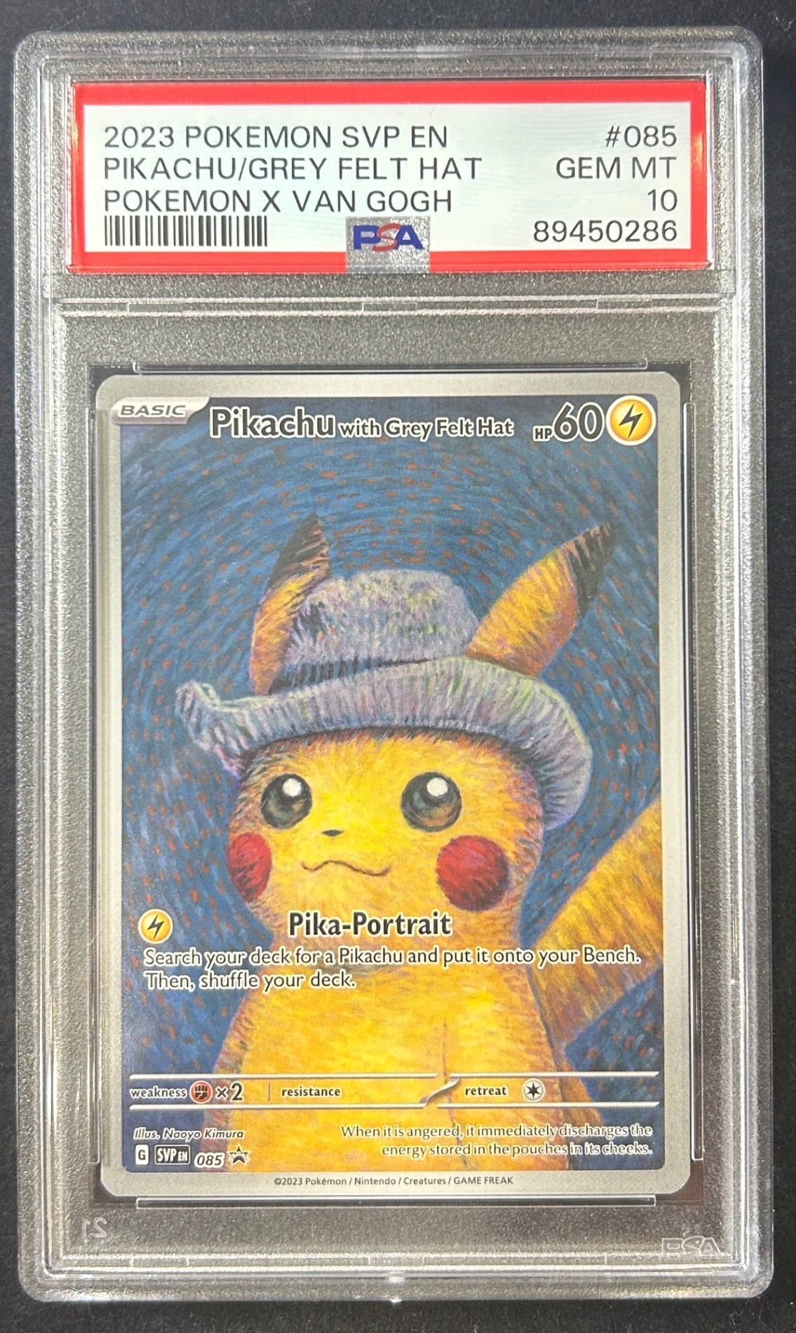 [Used A] Pikachu with Grey Felt Hat (Van Gogh Pikachu) [P] (085/SV-P) PSA10